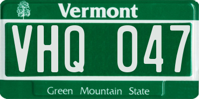 VT license plate VHQ047