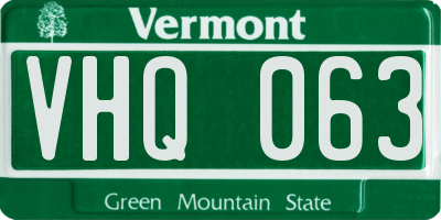 VT license plate VHQ063