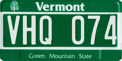 VT license plate VHQ074