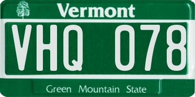 VT license plate VHQ078