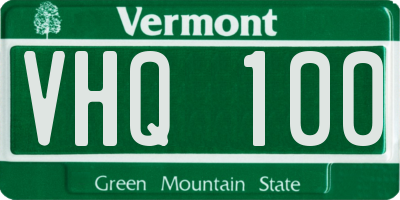 VT license plate VHQ100
