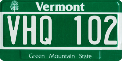 VT license plate VHQ102