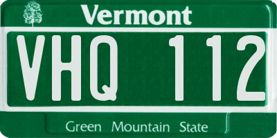 VT license plate VHQ112