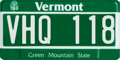 VT license plate VHQ118
