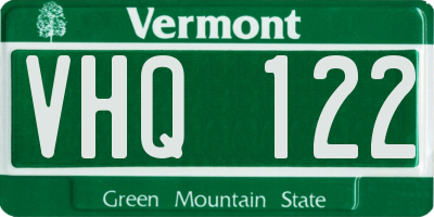 VT license plate VHQ122