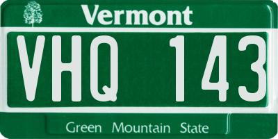 VT license plate VHQ143