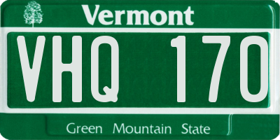 VT license plate VHQ170
