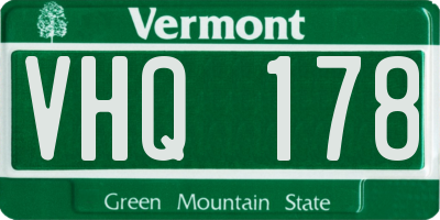 VT license plate VHQ178