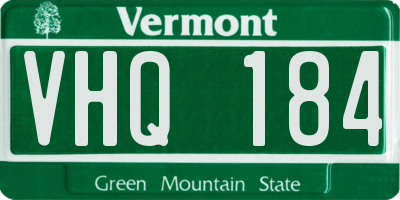 VT license plate VHQ184