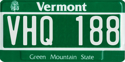 VT license plate VHQ188