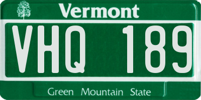 VT license plate VHQ189