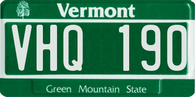 VT license plate VHQ190