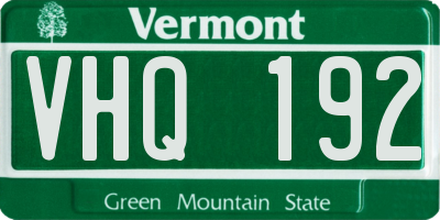 VT license plate VHQ192