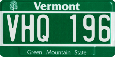 VT license plate VHQ196