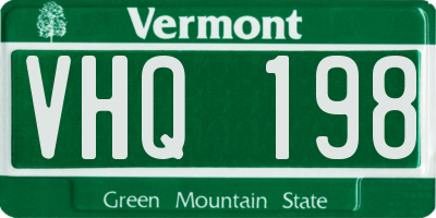 VT license plate VHQ198