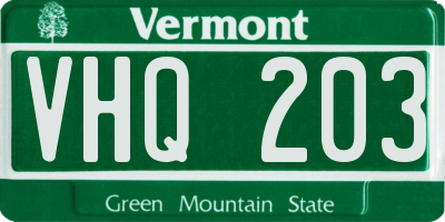 VT license plate VHQ203