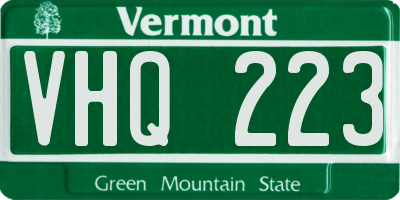 VT license plate VHQ223