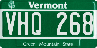 VT license plate VHQ268