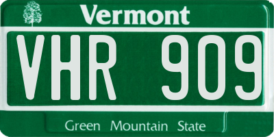 VT license plate VHR909