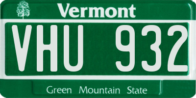 VT license plate VHU932