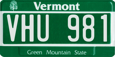 VT license plate VHU981
