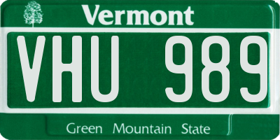 VT license plate VHU989