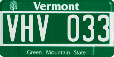 VT license plate VHV033