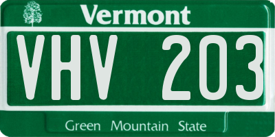 VT license plate VHV203
