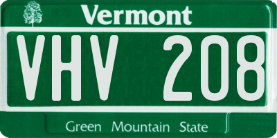 VT license plate VHV208