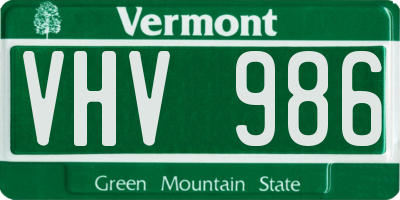 VT license plate VHV986