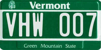 VT license plate VHW007