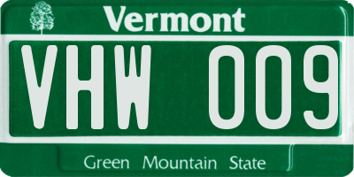 VT license plate VHW009