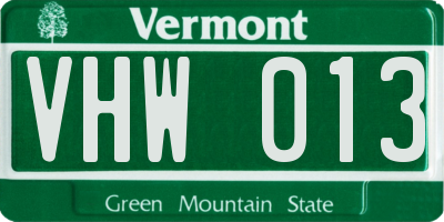 VT license plate VHW013
