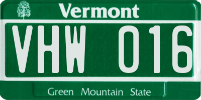 VT license plate VHW016
