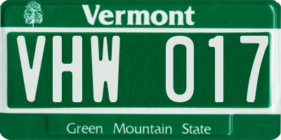 VT license plate VHW017