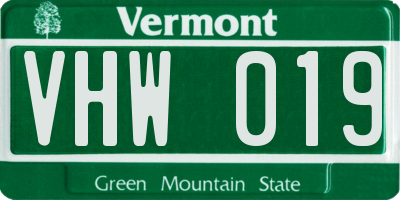 VT license plate VHW019