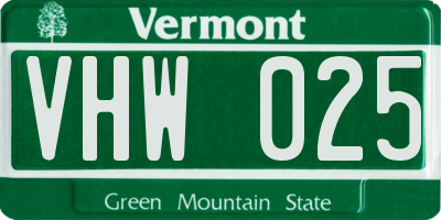 VT license plate VHW025