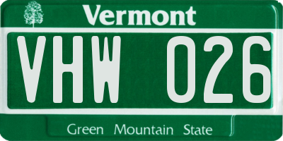 VT license plate VHW026