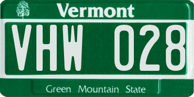 VT license plate VHW028