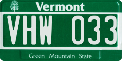 VT license plate VHW033