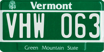 VT license plate VHW063