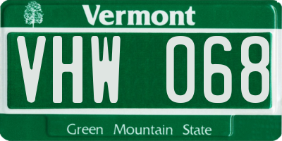 VT license plate VHW068