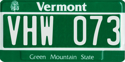 VT license plate VHW073