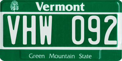 VT license plate VHW092