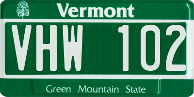 VT license plate VHW102