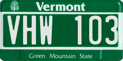VT license plate VHW103