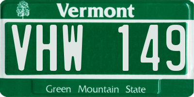 VT license plate VHW149
