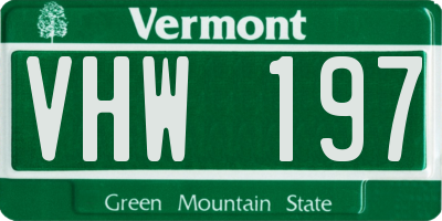 VT license plate VHW197