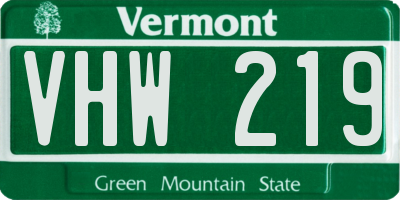 VT license plate VHW219