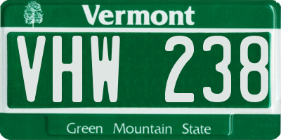 VT license plate VHW238